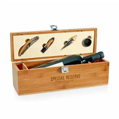 Conjunto para vinho Personalizado com caixa de madeira