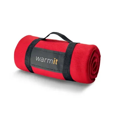 Manta em Tecido Polar 180 g/m². Com alça removível. Tamanho: 150 x 120 cm. Personalização em Silk...