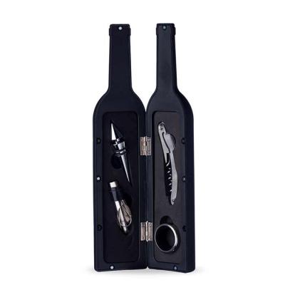 Kit vinho formato garrafa com 4 peças, material plástico fosco resistente revestido internamente com espuma