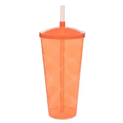 Copão Twister 1 litro com canudo na cor laranja