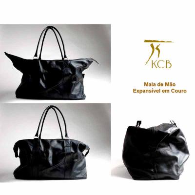 Mala de couro expansível