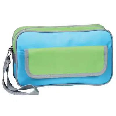 Necessaire de Nylon azul e verde