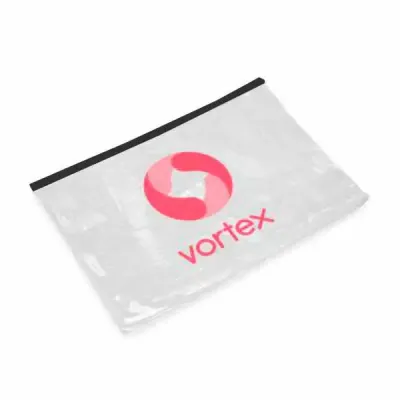 Pasta de PVC cristal personalizada com fecho zip zap