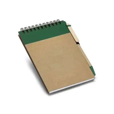 Caderneta Cartão Capa dura com caneta - detalhe verde