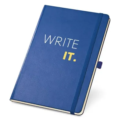 Caderno A5 azul personalizado
