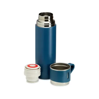 Kit garrafa térmica 450ml com duas tampas azul
