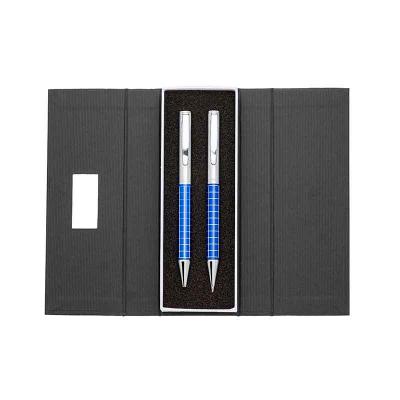 Conjunto de caneta e lapiseira em metal azul