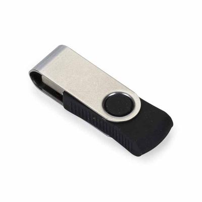 Brindes Total Personalizados - Pen drive de metal giratório 4GB/8GB, parte interna preta em plástico resistente com relevo nas laterais. Possui dois “furos” na parte em metal que po...