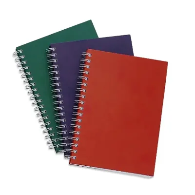 Caderno capa Kraft: verde, azul e vermelho
