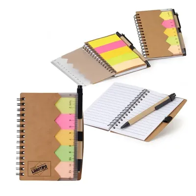 Bloco de Anotações com Autoadesivos e Caneta