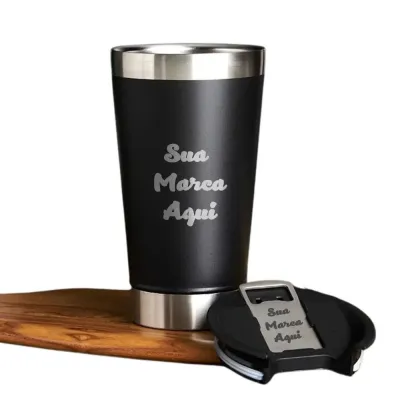 Copo Térmico 500ml com Abridor Preto
