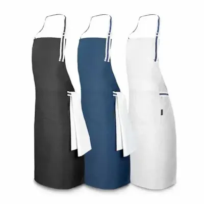 Avental em algodão e poliéster 150 g/m², ajustável com 2 bolsos - cores variadas
