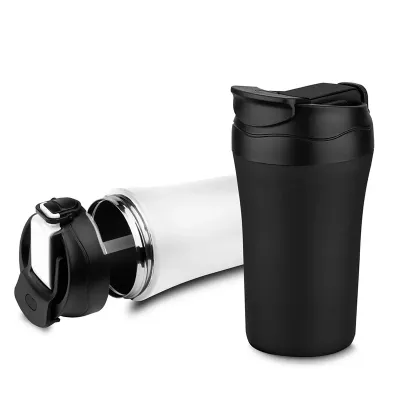 Copo térmico com parede dupla em aço inox, saída de líquido tanto por sucção (canudo) como por bico