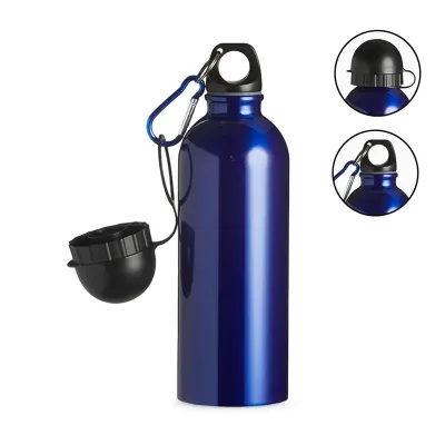 Squeeze 500ml de inox com pintura metalizada azul