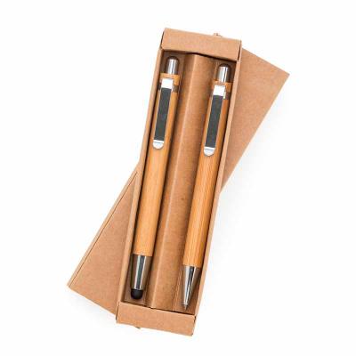 Yama Brindes Corporativos - Kit ecológico caneta e lapiseira em bambu com estojo de papelão- caixa