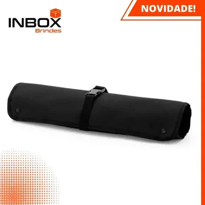 Kit churrasco com faca, garfo e pinça em aço inox e madeira