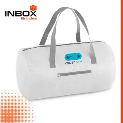 Sacola esportiva dobrável em 210D ripstop com bolso frontal.