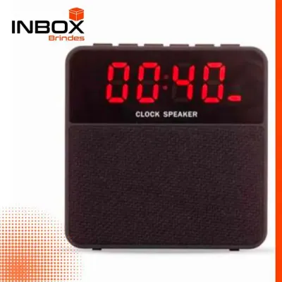 Caixa de som multimídia com relógio digital