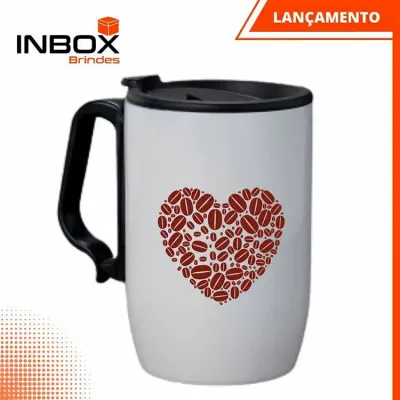 Caneca Inox Parede Dupla 400 ml branca