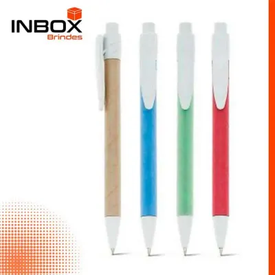 Esferográfica de papel kraft colorido e clipe plástico
