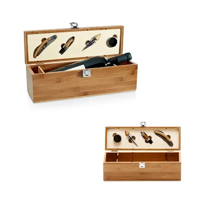 Conjunto Para Vinho Em Bambu
