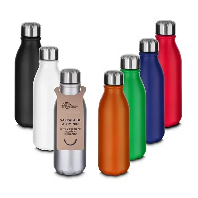 Garrafa em Alumínio Reciclado - opções de cores
