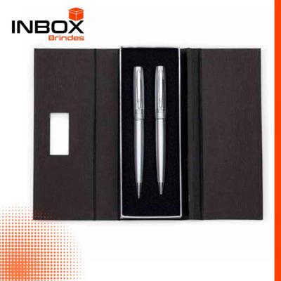 Inbox Brindes - Conjunto de caneta e lapiseira metálicas com estojo para presente