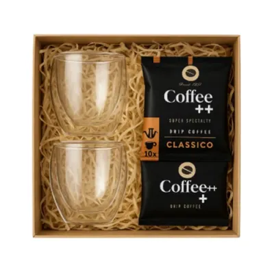 Kit com caixa MDF com 02 copos