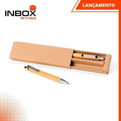 Inbox Brindes - Kit ecológico caneta e lapiseira em bambu