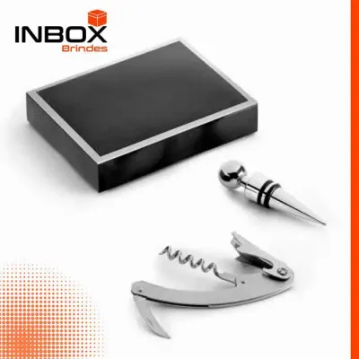 Conjunto para vinho com caixa para presente