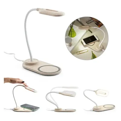 Luminária Carregador Wireless Em Fibra Trigo