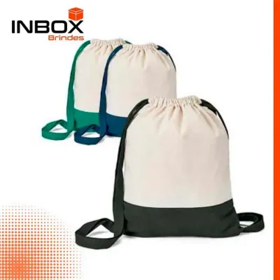 Sacola tipo mochila 100% algodão canvas