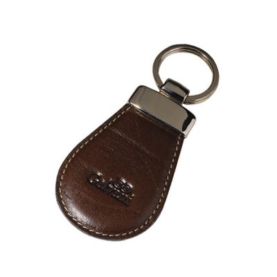 Chaveiro todo pespontado em banho níquel arredondado.