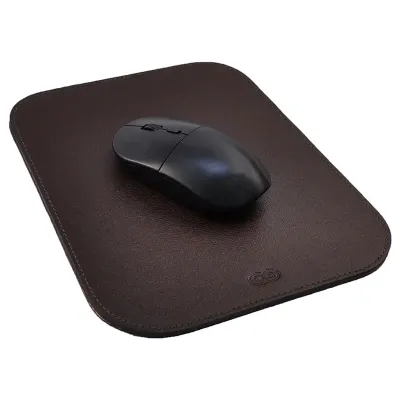 Mouse Pad em couro marrom