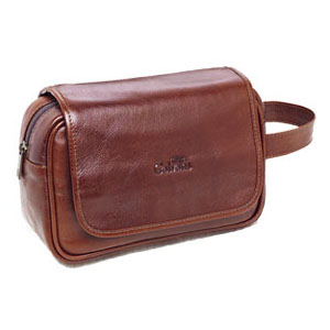 Necessaire personalizada com visor, toda pespontada, fechamento com zipper.