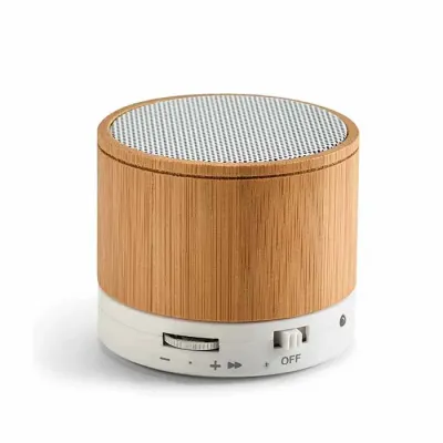 Caixa de som com microfone. Bambu. Com transmissão por bluetooth, ligação stereo 3,5 mm e leitor ...