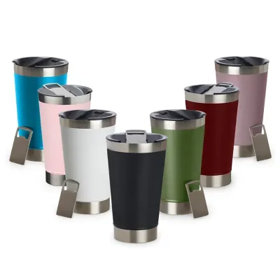 Copo Térmico Liso 500ml com Abridor: opções de cores