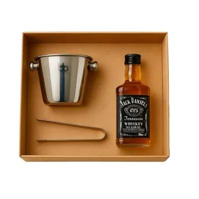 O kit contém: 1 Caixa 20x15x7cm, com berço e tampa 1 Mini balde p/ gelo e bebidas inox 970ml com ...