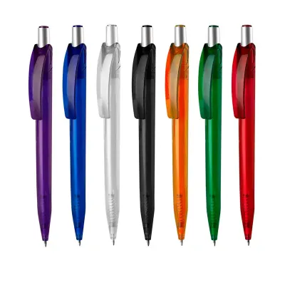 Caneta plástica translúcida: opções de cores