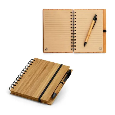 Caderno em bambu com caneta