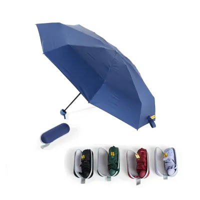 Guarda-chuva manual cápsula em poliéster de impacto impermeável e proteção UPF 50 (opções de cores)