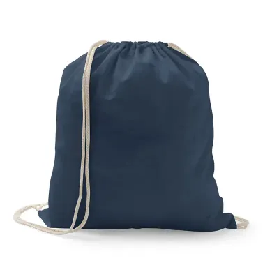 Sacola tipo mochila em algodão reciclado e poliéster azul