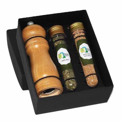 Kit tempero com moedor e 2 potinhos de pimenta