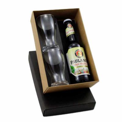 Kit cerveja importada com dois copos de vidro de 200ml