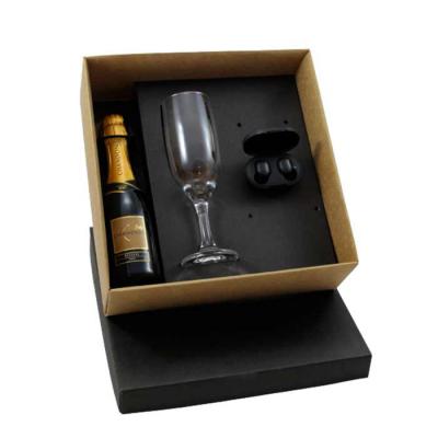 Kit espumante com taça de vidro e um fone de ouvido air-dots