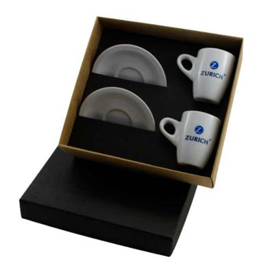 Kit com duas xícaras de 150ml e dois pires de porcelana