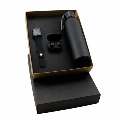 Kit Boas Vindas com relógio Smart, fone bluetooth Air - Dots, squeeze 500ml em alumínio