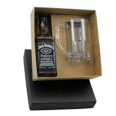 Kit whisky Jack Daniels 375ml com caneca de vidro de 300ml