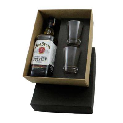 Kit whisky Jim Beamde 1 litro com 2 copos de vidro para doses