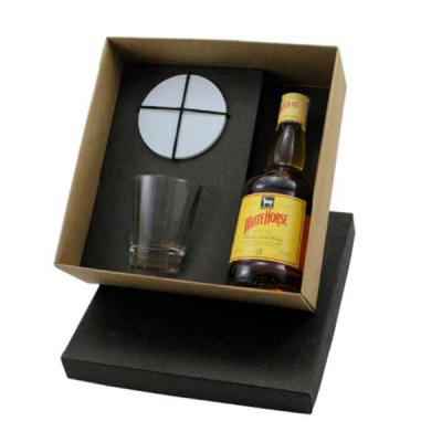 Kit whisky White Horse 500ml com copo de vidro e porta-copo